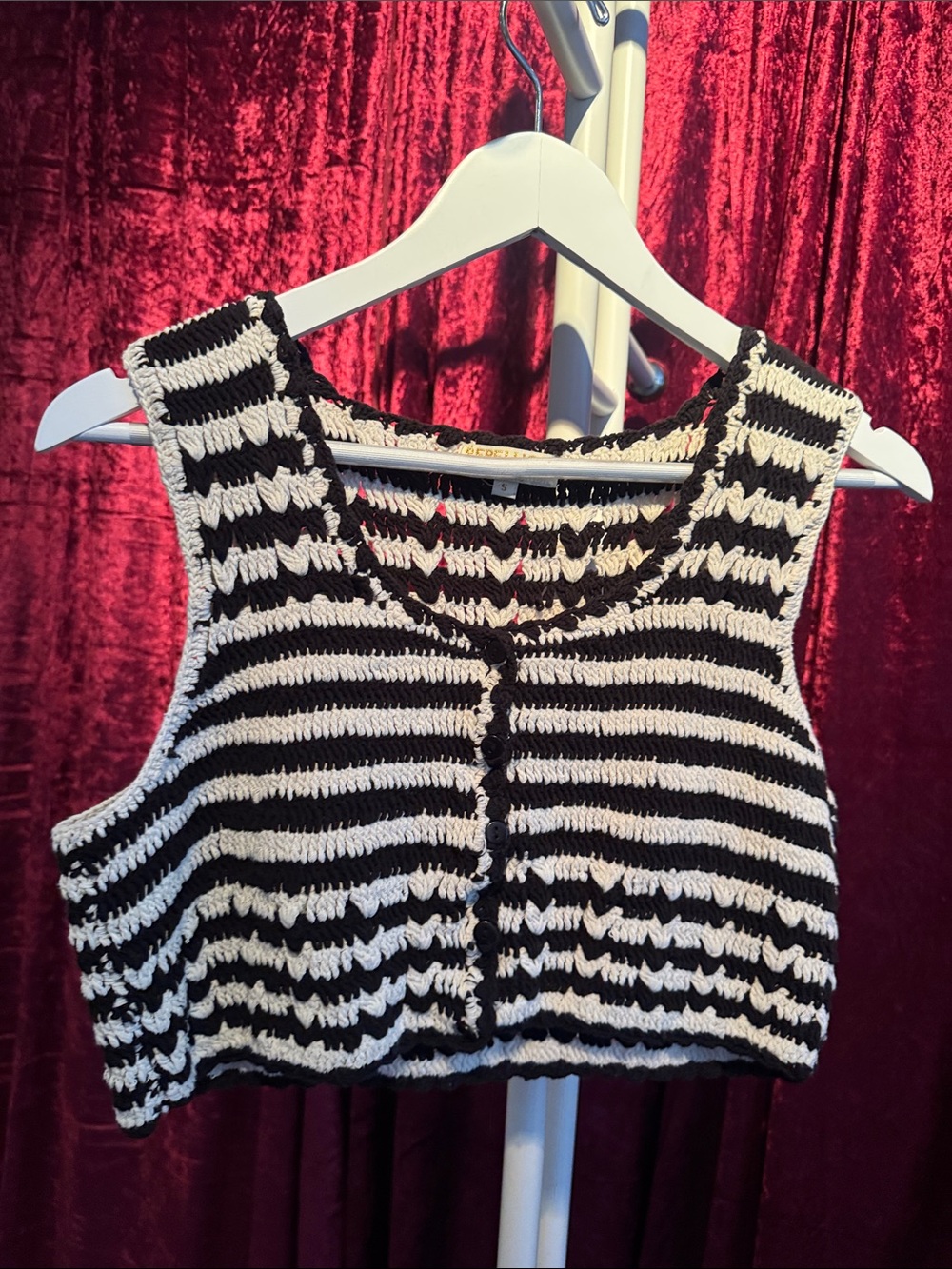 Rebellion Black & White Striped Cropped Knit Tank